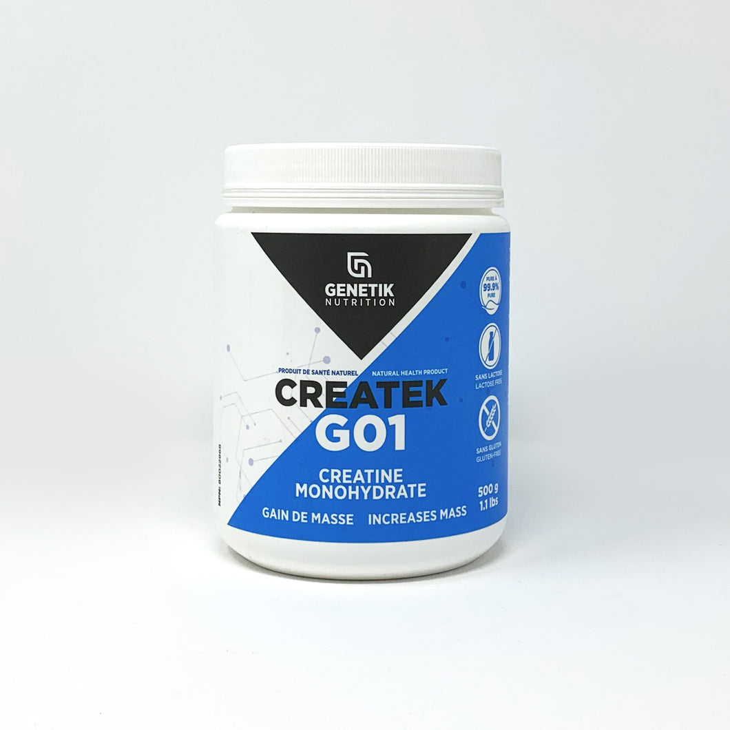 Créatine Monohydrate Createk G01 - 500 g/ 1.1 lbs - Genetik Nutrition