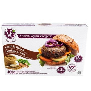 Artisan vegan burgers aux lentilles et noix avec champignons sauvages et herbes fraîches (sans gluten) - VG gourmet