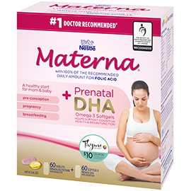 Multivitamines prénatales Materna COMBO avec ADH  (60 comprimés materna + 60 gélules ADH) - Nestlé