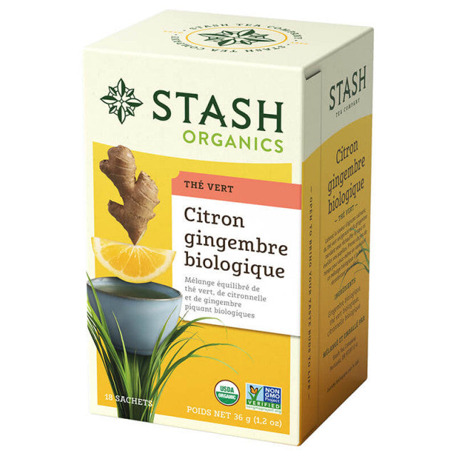 Thé vert bio au citron et gingembre bio - Stash