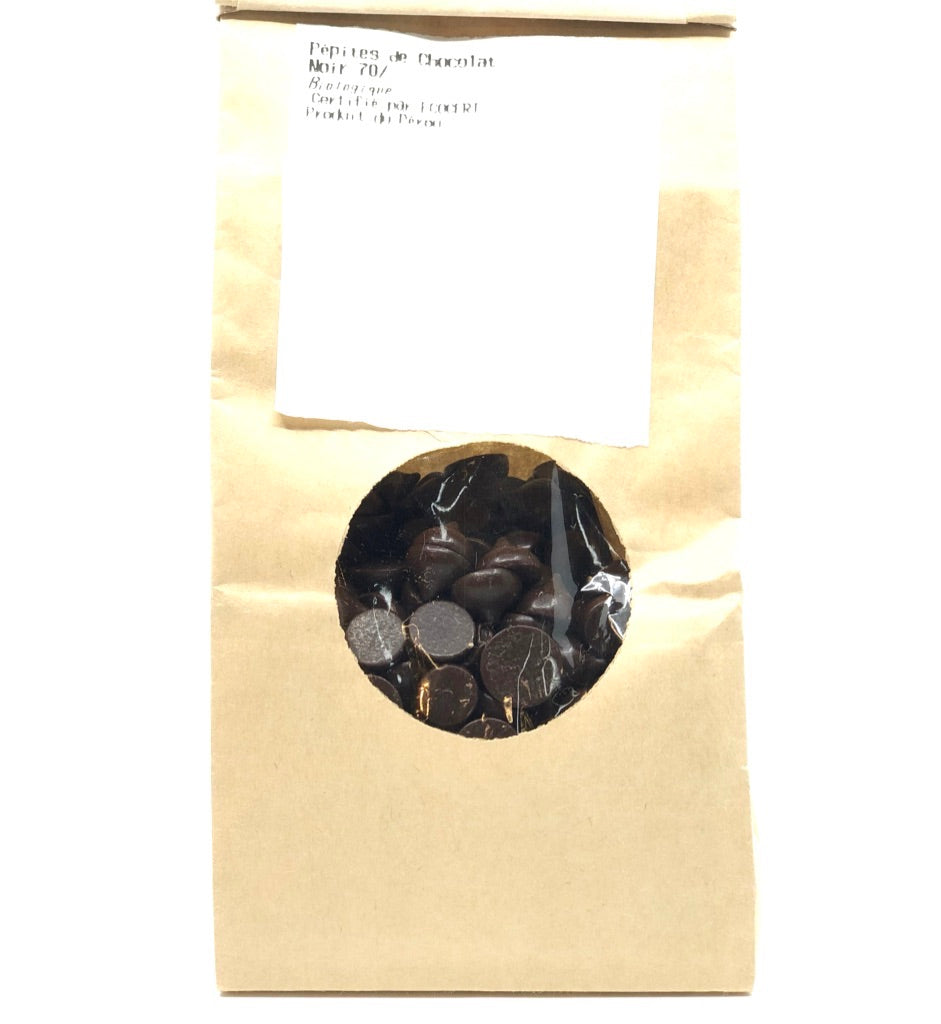Pépipes de chocolat noir 70% - Certifié par EcoCert