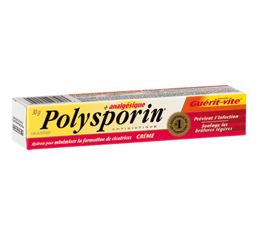 Onguent, Formule guérit vite, crème non grasse, + analgésique, 2 antibiotiques - Polysporin