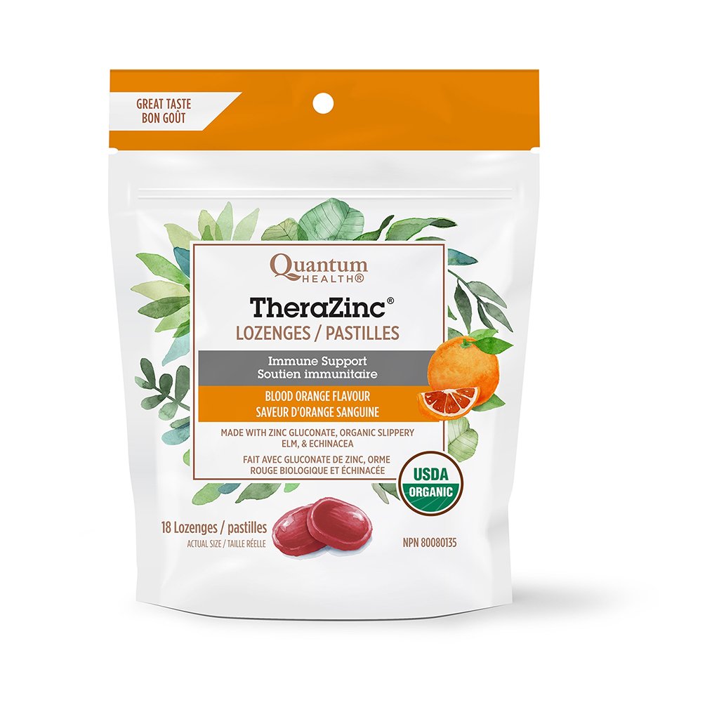 Therazinc pastilles, saveur d'orange sanguine fait avec gluconate de zinc - Quantum Health