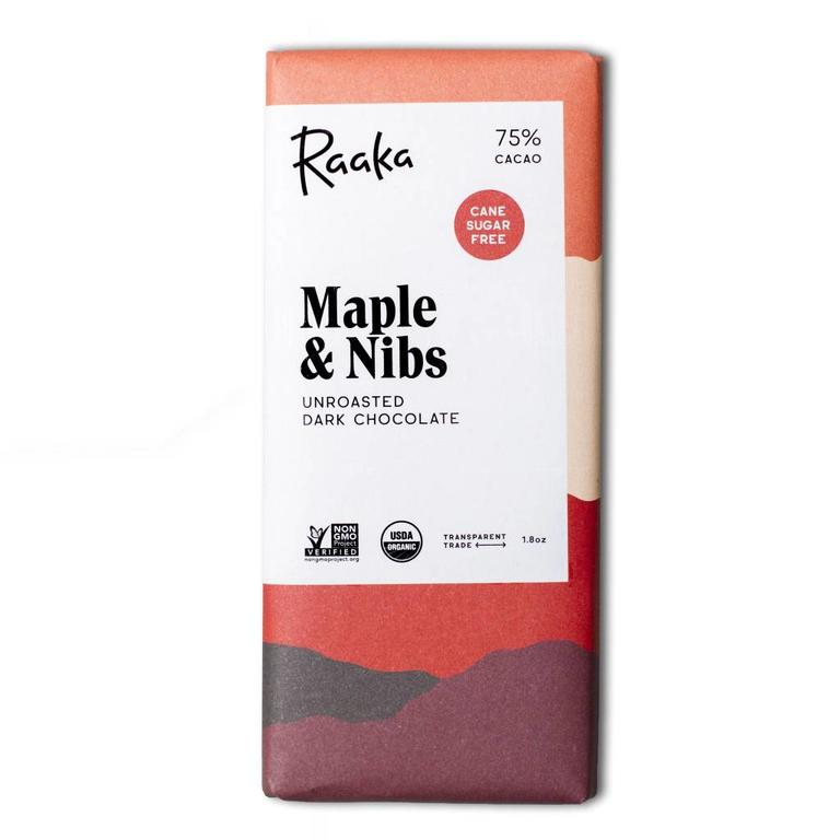 Chocolat noir grué de cacao et érable 75% - Raaka