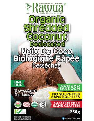 Noix de coco bio râpée sans gluten - Rawua