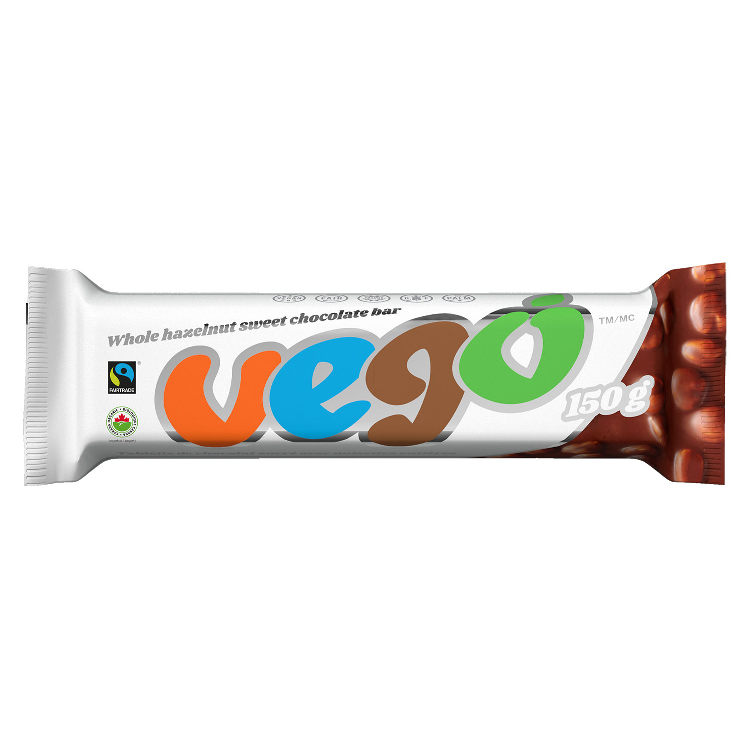 Tablette de chocolat vegan avec noisettes entières - Vego